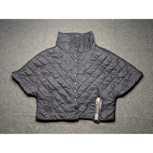 Kyodan Active Adult Large Quilted Poncho Black Button Up‎ NWT